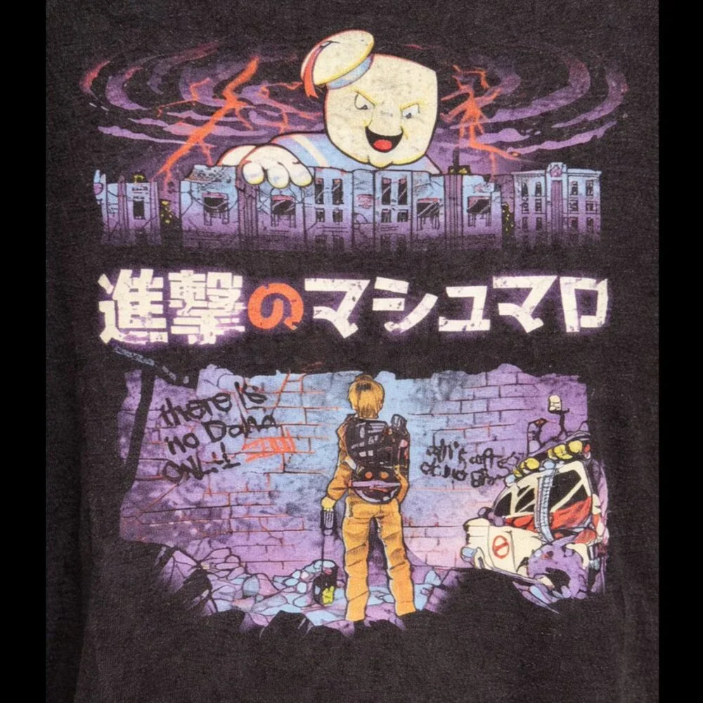 Ghostbusters x Attack on Titan‎ Graphic T Shirt Large Black Cotton Pre-Owned